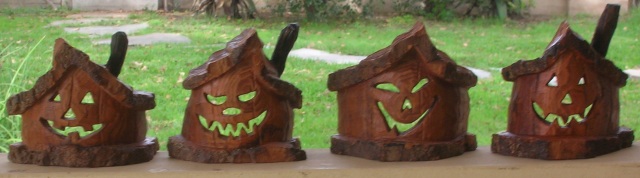 wood carving pumpkin  houses